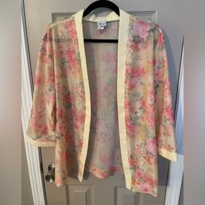 Haband! vintage blazer jacket yellow & pink floral.